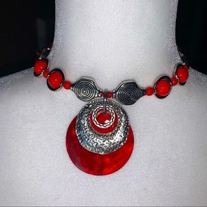 Zevar by Treska Red & Silver Necklace NWT